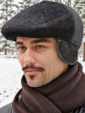 voordelige Herenhoeden-Voor heren Fedora Hoed Zwart Donker Grijs Polyesteri Nepbont Warm Vintage Stijlvol Herfst Winter