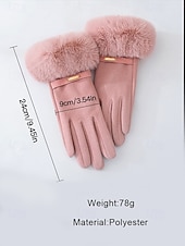 tanie Rękawiczki damskie-Damskie rękawiczki z ekranem dotykowym, materiał ze sztucznego futra poliestrowego, przytulne zimowe rękawiczki na Boże Narodzenie, eleganckie i stylowe, idealne na świąteczny prezent
