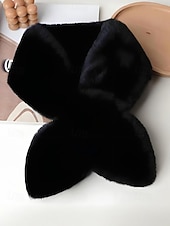 baratos Lenços Femininos-cachecol feminino de pele sintética de natal, aquecedor de pescoço macio com nó cruzado, xale elegante de inverno para festas de fim de ano e presentes