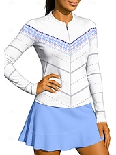 halpa Naisten paita-Naisten Geometrinen Urheilupaita Tennispaita Pitkähihainen Vetoketju Kukka-aihe UPF50+ UV-vastustuskykyinen Erittäin elastinen Kosteuden siirtävä Hengittävä Lentopallo Tennis Golf poolokaulus