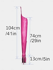 お買い得  プラットフォームブーツ-レディース ホットピンクのパテントレザー サイハイ プラットフォームブーツ - ナイトクラブやパーティーの装いにぴったりのセクシーなスティレットヒールのオーバーニーブーツ