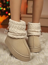 levne Sníh a zimní boty-Dámské pletené zimní boty s fleecovou podšívkou - útulné a teplé, ideální do zasněženého počasí a na outdoorové aktivity
