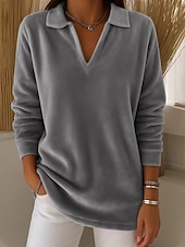 preiswerte Einfarbiges T-Shirt-Damen Bluse Einfarbig Stilvoll Lässig Langarm V Ausschnitt Normale Oberteile Täglich Blau Purpur Grün Grau Frühling Herbst Winter