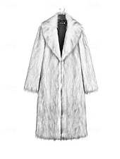 halpa Miesten takit-Miesten Talvitakki Tekoturkis Loma Päivittäin Pidä lämpimänä Fleece Syksy Talvi Tavallinen Muoti Katutyyli Kauluskäänne Pitkä Musta Valkoinen Keltainen Jackets