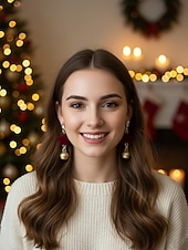 ieftine Cercel de damă-Pentru femei Cercei Picătură Cercei Rotunzi Roșu-aprins Aliaj Crăciun Modă Drăguţ Brad de Crăciun Sonerie Αστέρι