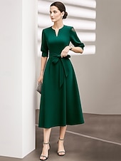 halpa Teen pituus-A-Linja Tee Pituuden Juhlapuku Kokkarepuku Häätvierasasu Morsiamen Äidin Puku Puolihihna V-kaulaosa Elegantti Vintage Juhla Rypytyksillä