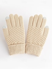 economico Guanti da donna-Guanti invernali termici da donna con touchscreen, guanti caldi in maglia foderati in pile per Natale, abbigliamento da esterno per il freddo e regali per le feste