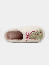 ieftine Flip-Flops de Damă-Papuci de Crăciun albi pentru femei, cu căptușeală plușată, pantofi confortabili de iarnă pentru petrecerea de sărbători &amp;oferirea de cadouri