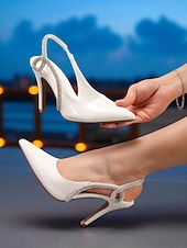 ieftine Pantofi slingback-Pantofi cu toc înalt, roșii, din piele lăcuită, cu slingback - pantofi eleganți stiletto cu vârful ascuțit și strasuri pentru cocktailuri &amp;evenimente formale
