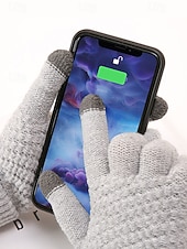 economico Guanti da donna-Guanti invernali termici da donna con touchscreen, guanti caldi in maglia foderati in pile per Natale, abbigliamento da esterno per il freddo e regali per le feste