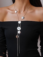 abordables Collier pour femme-Collier long à pendentif disque géométrique pour femme – bijou minimaliste moderne à superposer pour soirées élégantes, événements formels et mode quotidienne