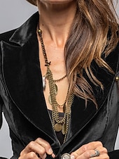 economico Blazer e Completi-Per donna Blazer Blazer di velluto Confortevole Tasca Moda Semplice Feste Festa / Sera Casuale Corto Regolare Collo ripiegato Vestibilità regolare Manica Lunga Capispalla blu navy Nero Vino Primavera