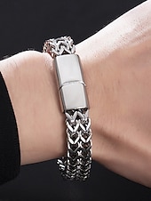 levne Pánské šperky-Pánský pletený řetízkový náramek z nerezové oceli s magnetickou sponou – moderní módní šperk pro běžné nošení, do práce i na párty