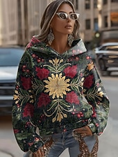 abordables Sweats à capuche et sweatshirts de Noël-Femmes Sweat à capuche Graphique Motif de flocon de neige Occasionnel manche longue À capuche Hauts Réguliers Tenue de soirée Rue Tenue Quotidienne Patchwork Violet Vert Beige Printemps Automne Hiver