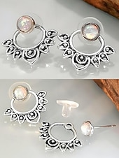 abordables Pendiente de mujer-Pendientes bohemios de ópalo para mujer con diseño de loto vintage: joyería étnica para uso informal, festivo y de fiesta.