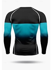 Недорогие Футболки и майки для бега-Муж. Компрессионная футболка Футболка для бега 3D печать Цветовые блоки Длинный рукав Основной слой Весна Осень Градиент Быстровысыхающий Сжатие видеоизображений Для тренировки Power Flex
