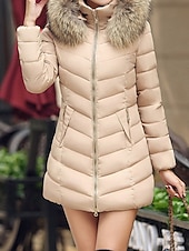 preiswerte Steppjacken-Damen Parka Bequem Atmungsaktiv Reißverschluss Tasche Lässig Einfach Urlaub Straße Alltagskleidung Ausgehen Reisverschluss Regulär Mit Kapuze Normale Passform Langarm Oberbekleidung Schwarz Wein Rote