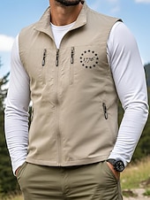 economico Gilet da Pesca per Uomo-Per uomo Gilet Gilet da pesca All'aperto Quotidiano Moda Casual Primavera Autunno Cerniera Tasca Stampato Poliestere Confortevole Stella Numero Monopetto Un Bottone Collo alla coreana Vestibilit