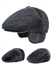 voordelige Herenhoeden-Voor heren Fedora Hoed Zwart Donker Grijs Polyesteri Nepbont Warm Vintage Stijlvol Herfst Winter