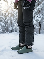  Damskie, zielone, wodoodporne, wsuwane buty zimowe z ciepłą, polarową podszewką – wytrzymałe, antypoślizgowe buty do ogrodu i chodzenia na świeżym powietrzu