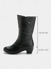 billiga Ankelstövlar-Bruna damstövlar till halvhög vad med låga klackar och dragkedja i sidan, bekväma läderskor för vardagsbruk och arbete &amp;höstvinterkläder