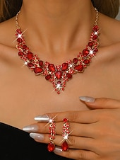 رخيصةأون زفاف ACC-مجموعة مجوهرات نسائية من الكريستال الأخضر - قلادة أنيقة من أحجار الراين وأقراط متدلية لحفلة عيد الميلاد أو الولائم المسائية أو هدية العيد