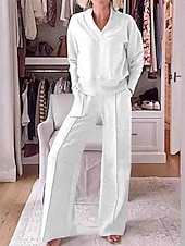 abordables Survêtements pour femmes-Femmes Chemise manche longue Col en V Uni Élégant ancien Sports Occasionnel Quotidien Extérieur Bleu Noir Blanche Printemps Coupe Ample