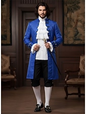 billige Antrekk-Sett retro vintage viktoriansk middelaldersk skjorte trench coat vampyr adelsmann jacquard fancy dress Menns Ebenezer Scrooge nisse Halloween karneval forestilling Ren Faire fest voksnes frakk