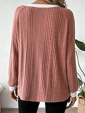 Χαμηλού Κόστους Απλή μπλούζα-Γυναικεία Μπλούζα Κουρελού Συμπαγές Χρώμα Στυλάτο Καθημερινό Μακρυμάνικο Στρογγυλή Ψηλή Λαιμόκοψη Κανονικά μπλουζάκια Καθημερινά Μαύρο Ανθισμένο Ροζ Φούξια Γκρίζο Άνοιξη Φθινόπωρο Χειμώνας