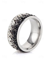 tanie Biżuteria męska-Męski pierścionek ze stali nierdzewnej z okazji świąt Bożego Narodzenia – stylowa obrączka z czerwonymi, niebieskimi i czarnymi kryształkami – idealny świąteczny dodatek dla mężczyzn – świąteczny prezent w postaci biżuterii bożonarodzeniowej