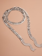 זול חתונה ACC-שרשרת קולר מכסף עם גדילים ואבני חן לנשים, תכשיטי שרשרת ארוכים נוצצים למסיבות חג המולד, מתנות לחג &amp;שמלות ערב