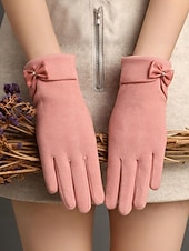 ieftine Accesorii de Crăciun-Mănuși de Crăciun pentru femei cu ecran tactil – material cald din poliester cu un design drăguț cu funde, perfecte pentru petreceri și ținute de iarnă