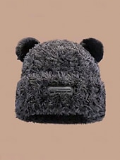 tanie Kapelusze damskie-Damska świąteczna czapka nausznik z futerkiem w kształcie misia, wielofunkcyjne, przytulne, zimowe nakrycie głowy z pomponami, stylowy i ciepły dodatek świąteczny