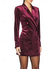 economico Blazer e Completi-Per donna Mini Abito Abito in Velluto Vestito da Festa Abito da Cocktail Abito blazer Elegante Moda Festa serale Feste Cocktail party Vestibilità regolare Semplice Manica Lunga Colletto a Camicia