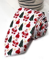 abordables Cravates et nœuds papillon pour hommes-Cravates de Noël pour hommes en polyester – motifs Père Noël, bonhomme de neige et autres motifs festifs, parfaites pour les fêtes de Noël et les occasions spéciales.