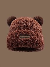 tanie Kapelusze damskie-Damska świąteczna czapka nausznik z futerkiem w kształcie misia, wielofunkcyjne, przytulne, zimowe nakrycie głowy z pomponami, stylowy i ciepły dodatek świąteczny