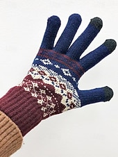 Недорогие Мужские перчатки-мужские рождественские перчатки для сенсорных экранов – теплые перчатки на флисовой подкладке с скандинавским вязаным рисунком – многоцветные варианты – идеально подходят для подарков на праздники и зимних мероприятий