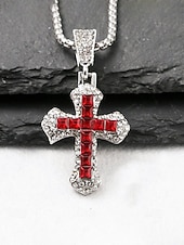 Недорогие Мужские украшения-Мужское рождественское ожерелье-крест из сплава, разноцветное, с искрящимся кристаллом, стильный аксессуар для праздничных вечеринок и повседневной носки