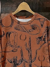 billige Kunst og design topper-Dame Gensere Grafisk Geometrisk Fritid Langermet Crew-hals Vanlige topper Gate Hverdag Avslappet Lapper Brun Kakifarget Høst Vinter