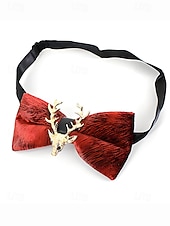 billige Juletilbehør-Herresløyfe i fløyel med gullfarget hjortehode, elegant justerbar halskjede i flere farger, perfekt til julefester, bryllup og formelle høytidsarrangementer