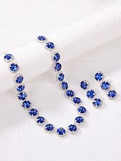 billige Halskjede for kvinner-Smaragdgrønt smykkesett med strass til julebord for dame, elegant krystallkjede og øredobber til formelle kvelder &amp;høytidsfeiringer