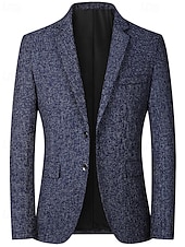 preiswerte Herren Klassische Blazer-Herren Blazer Geschäft Cocktailparty Hochzeitsfeier Mode Lässig Frühling Herbst Polyester Einfach Tasche Knöpfe Bequem Einreihig Blazer Schwarz Marineblau Grau