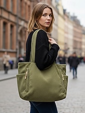 billiga Hand- och toteväskor-Dammanchesterväska, stor kapacitet, avslappnad vintage-axelväska, lättviktig shoppingväska för resor och arbete för damer