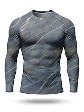 cheap Running Tee &amp; Tank Tops-Men's Abstract Compression Shirt Running Shirt Spring Fall 3D Print Long Sleeve Quick Dry Compression Power Flex Moisture Wicking Breathable Gym Workout Active Training Running Cycling Exercise