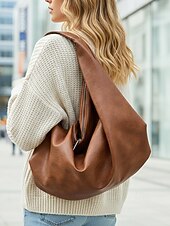 olcso Kézitáskák és bevásárlótáskák-női nagy műbőr hobo táska, lezser, bő válltáska cipzárral, vintage táska munkába, utazáshoz, vásárláshoz és mindennapi használatra
