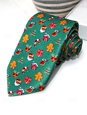 abordables Cravates et nœuds papillon pour hommes-Cravates de Noël pour hommes en polyester – motifs Père Noël, bonhomme de neige et autres motifs festifs, parfaites pour les fêtes de Noël et les occasions spéciales.