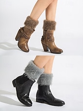 levne Dámské ponožky-Dámské manžety na boty z umělé kožešiny, nastavitelný akrylový úplet s plyšovými detaily, vánoční sváteční doplněk k obuvi v několika barvách