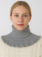 abordables Foulards pour femmes-Col côtelé en acrylique de Noël pour femme – confortable et élégant avec des bords volantés, disponible en plusieurs couleurs, parfait pour les vacances d'hiver et les occasions festives