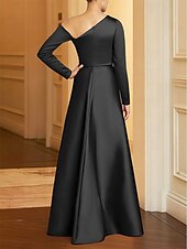 cheap Ball Gown Evening Dresses-Mermaid Trumpet Floor Length Evening Gown Ball Gown with Overskirt Formal Dress Elegant Glittering Sparkle Long Sleeve One Shoulder Wedding Formal Stretch Satin Sequined with Glitter