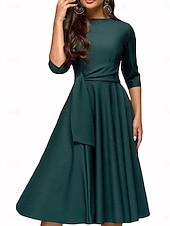 economico Vestito Semplice-Per donna Mini Abito Abito a trapezio Elegante Festa cocktail All'aperto Feste Ospite di nozze Vestibilità regolare Grafico Mezza Manica Girocollo Blu marino Verde